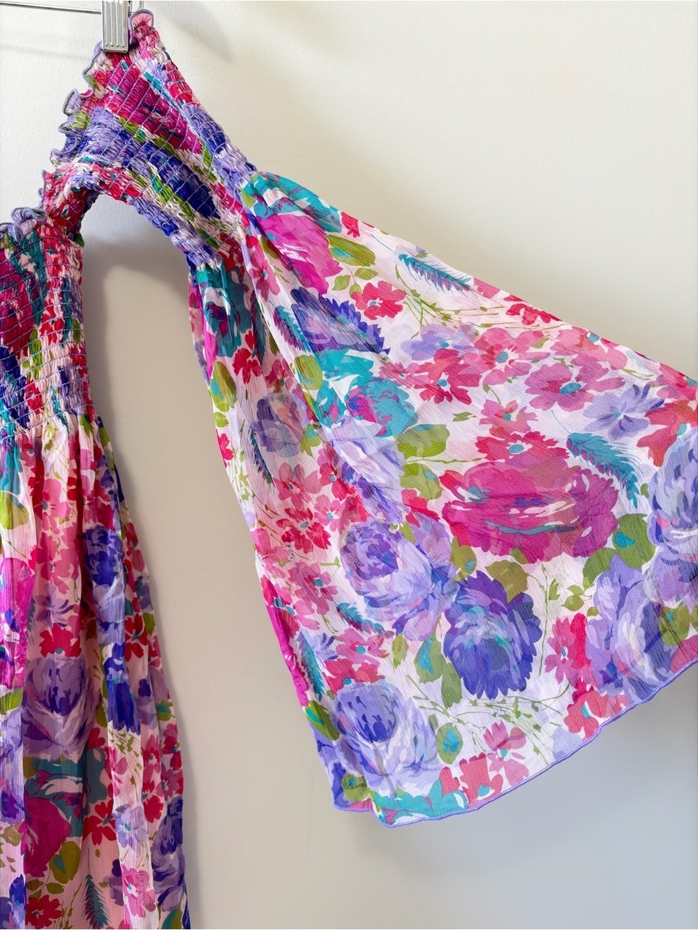 BETSEY JOHNSON VINTAGE 100% SILK FLORAL CHIFFON DRESS Size S - Picture 4 of 10